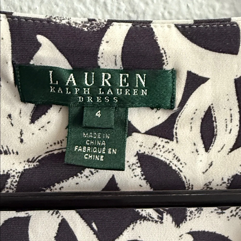 Lauren Ralph Lauren Black & White Ruched Wrap Dress Size 4